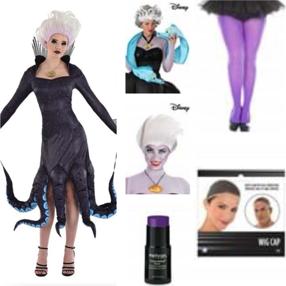 Disney Villain Little Mermaid Ursula Sea Witch Glow Costume Size Large & ALL PCs